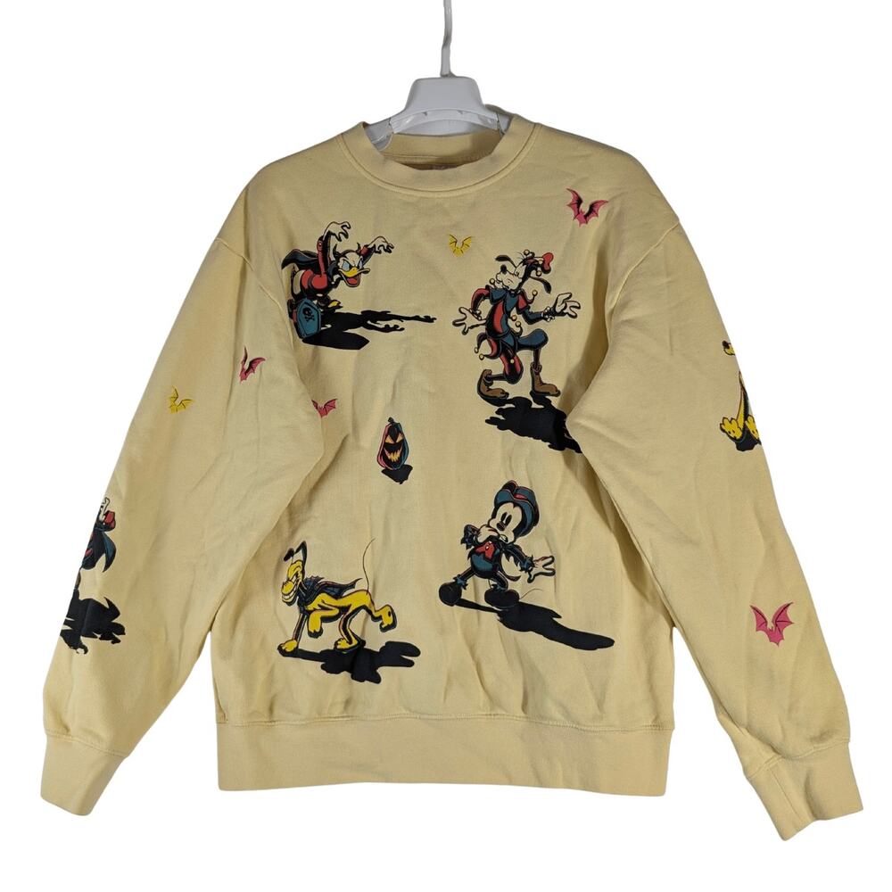 Disney Store Mickey Mouse & Friends Halloween Pullover Sweatshirt Yellow Size S